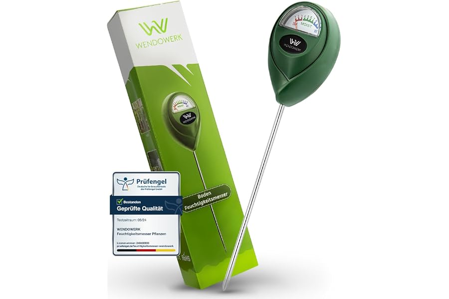 Produktabbildung zu Wendowerk® Boden Feuchtigkeitsmesser für Pflanzen - [Grün/Schwarz] - Ohne Batterien - Verbessertes Feuchtigkeitsmessgerät Pflanzen [2026] – Premium Bodentester