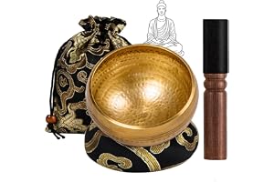 Neuytiky tibetanska ljudskålar set 8 cm, ljudskål liten med träplugg ljudskålar kudde och förvaringsväska, hand hamrad mässin