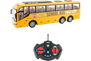 kowaku 1/30 Radio Remote Control Bus and LED Lights Radio Controlled Machine Toys Vehicles 27MHz RC School Bus for Children Kids Boys Gifts, Yellow