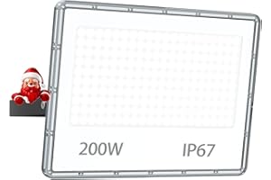 YIQIBRO 200W Focos LED Exterior 1 Piezas - 20000LM Foco LED Exterior Proyector LED IP67 Impermeable, Focos LED Exterior Blanco 7000K Focos LED Proyector LED Exterior para Jardin|Patio|Terraza