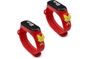 SCOOVY 2 Pezzi Iron Man Orologio digitale per bambini,Orologio sportivo cartoni animati,Schermo LED orologio per bambino bambina,Impermeabile Cinturino In Silicone-cinturino compatibile mi band