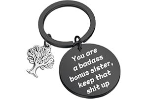 FEELMEM Stepsister Gifts Bonus Sister in Law Keychain You are a Badass Bonus Sister Keep That Shit Up Friendship Jewelry Gift for Stepsister Bonus Sister