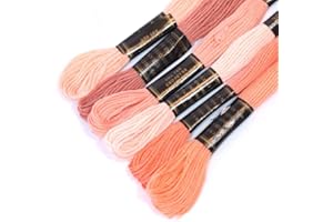 CRAFT&CO 100% Cotton Embroidery Thread Floss Bundle, Pack of 6 in Shades of Peach (Other Shades Available). Ideal for Cross Stitch, Embroidery, Friendship Bracelets & Children's Crafts