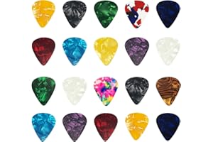 AONAT 20 PCS Guitar Picks, 4 Different Thickness Colorful Guitar Pick Non-slip Plectrums for Electric, Acoustic, or Bass Guitar Includes 0.46mm 0.71mm 0.96mm 1.2mm