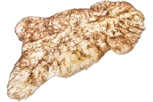 ‎APREGGIO APREGGIO - Prawdziwe futro owcze Muflon-Brązowe - Naturalne futro owcze na podłogę - Miękkie dywany z futra owczego do salonu - Puszyste futro jagnięce - Dywan podłogowy - Dywan do salonu 100x110 cm