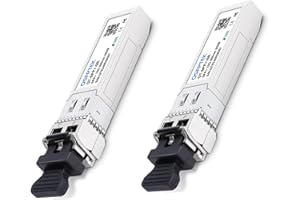 QSFPTEK 2Pack 10GBASE-SR SFP+ Transceiver LC Mini-GBIC Multimode 850nm, 300M, DDM 10G SFP+ Moduł do Cisco SFP-10G-SR, Ubiquiti UF-MM-10G, Netgear, Mikrotik, D-Link, Supermicro, Linksys