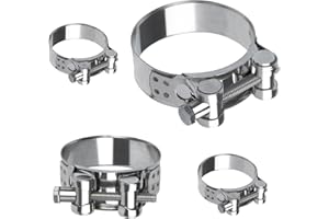 ILAUKE 4Pcs Pack Hose Clamps, 56-59mm Heavy Duty Exhaust Clamp Width 22mm, 304 Stainless Steel Adjustable Hose Clips for Exhaust Hose Water Pipe Attachment