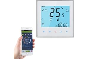 Qiumi Termostato Inteligente WiFi Aire Acondicionado Controlador de Temperatura con Pantalla LCD de 2 Tubos,Funciona con Alexa Google Home,Iluminación de Pantalla Suave, 95-240V AC