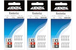 BLNTACKLE76 30 Stück Jenzi Knotenlos Schnurverbinder 9kg, 12kg, 34kg, 46kg oder 55kg (3 Packungen á 10 Stück) von Jenzi + gratis Petri Heil! Aufkleber