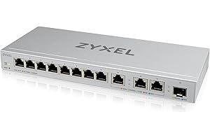 Zyxel Conmutador Multi-Gigabit 2,5G de 12 Puertos | Gestión en Web | 3X 10G | 1x 10G SFP+ | Divisor de Red Ethernet Network Splitter Switch [XGS1250-12]