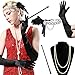 Produktbild BABEYOND 1920s Flapper Set Damen Gatsby Kostüm Accessoires Set inklusive Stirnband Halskette Handschuhe Zigarettenhalter (Set-4)