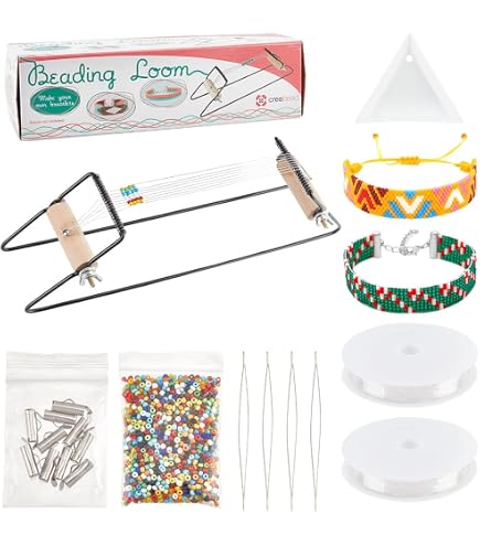 Pracht Creatives Hobby 5884-00091 - Kit de bricolage pour créer un bracelet de perles avec perles Miyuki blanches, vertes et oranges - Dimensions totales : environ 17 x 2,5 cm