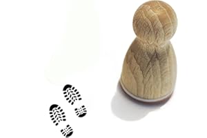 ‎STEMPLINO Stemplino® Ministempel - Motiv: Schuhabdruck - 12mm Durchmesser - Holzstempel Wichtel Stempel Wichtelzubehör Wichtel Zubehör mit Schuhabdruck Motiv Spuren Stempel
