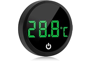 OMCGG Fish Tank Thermometer, Digital Aquarium Thermometer Wireless Touch Stick-on Temperature Gauge LED Display ±1°C Temperature Meter Sticker for Turtle Tank Reptile Tanks Monitoring Temperature (Black)