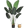 Mofish Artificial Tree Birds of Paradise Plant 1.2m/1.6m/1.9m Fake Banana Leaf Faux Tree with Woven Basket & Plastic Pot for Indoor Outdoor Balcony Home Office Floor Living Room Decoration (1.2m)