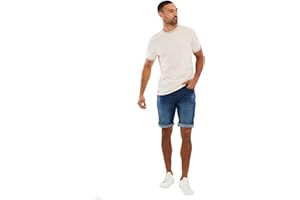 Threadbare Mens Denim Shorts Knee Length Stretch Denim Jean Shorts