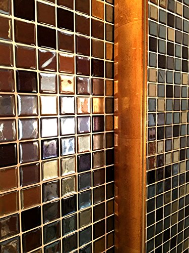 infactory Selbstklebende 3D-Mosaik-Fliesenaufkleber „Bronze“ 26 x 26 cm, 3er-Set - 7
