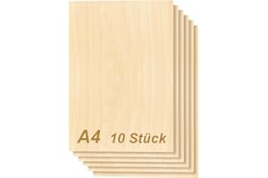 Tocome 10 Stück A4 Linde Sperrholzplatte 297 x 210 x 3mm Sperrholz Laserfähig 3mm Laser Holz Lindensperrholz 3mm Basswood Plywood