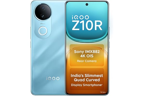 iQOO Z10R 5G (Aquamarine, 8GB RAM, 128GB Storage) | 32MP 4K Selfie Camera | Quad-Curved AMOLED Display | Dimensity 7400 Proce