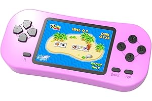 ZHISHAN Handheld Spielkonsole für Kinder Eingebaute 218 Klassische Retro Elektronisches Video Spiele 2.5" LCD 3,5" Kopfhöreranschluss Wiederaufladbar Arcade (Rosa)