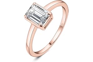 JewelryPalace Classic pierścionek zaręczynowy z 1ct cyrkonią o szlifie szmaragdowym damski pierścionek zaręczynowy srebro 925, obrączki rocznicowe różowe złoto