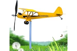 NIKTULE Flugzeug-Windspiel, Flugzeug-Wetterfahne für Garten-Windspiel, Gartenkunst, Windskulptur, Wetterfahne für Garten-Windspiel, zartes und schönes Metall-Windrad im Freien, klassisches Flugzeug