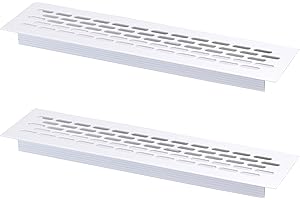 ALUSFERA Griglia Aerazione Rettangolare 60 x 245 mm - Griglia Ventilazione in Alluminio - Accessori Per Mobili da Montare Autonomamente - Grata Aerazione per Mobili - 2 pezzi - Bianco
