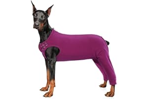 MHaustlie Hund Erholungshülle für Hinterbeine, Atmungsaktiver Operationsanzug Mit Reißverschluss, Ellenbogenbandagen Schutz, E-Kragen und Kegel Ersatz Gegen Lecken