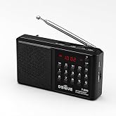 UltraTekno Y-096 Bluetoothlu Şarjlı Cep Radyosu, 18650 Pilli Taşınabilir FM Radyo, USB ve TF Kart Destekli, Type-C Şarjlı, LE