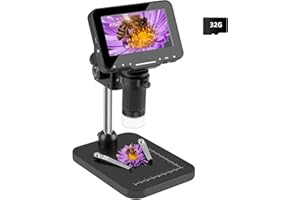 Koolertron 4.3 inch LCD Digital Microscope, USB Microscope, 8MP 1-1000X Magnification Electronic Video Recorder Camera,8 LED Light,Rechargeable Battery for Circuit Board Repair Soldering PCB Coins