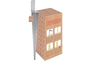 TRIBECCO Support de poteau universel à enfoncer L (70 x 700) - Galvanisé à chaud - Douille à enfoncer pour poteau de clôture - En acier argenté