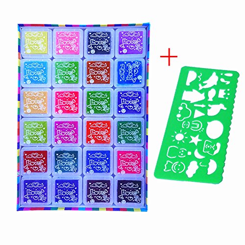 24 Farben Stempelkissen Set Stempel Tinte Pad, Craft Stamp Ink Pads für Papier Handwerk Stoff, Stempelkissen Leinwand Fingerabdruck Farbe, Scrapbook, Malerei