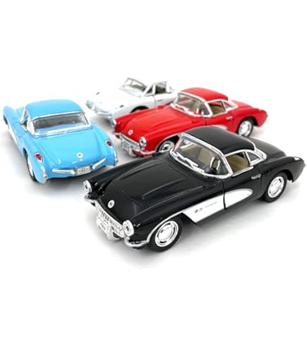 Set of 4: 1957 Chevy Bel Air Coupe 1:40 Scale (Black/Blue/Red