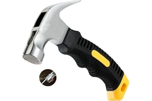 Wnqou 8oz Claw Hammer - Milled Face Camping Mini Hammer with Magnetic, Black