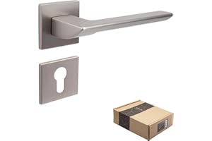 GENERIC APECS Türgriffe innentüren Modern Türklinke für Haustür und Innentür mit quadratisch Rosetten Türgriff niсkel matt Drückergarnitur mit Befestigungsmaterial Türbeschlag Modell ELECTRA PZ Profizylinder