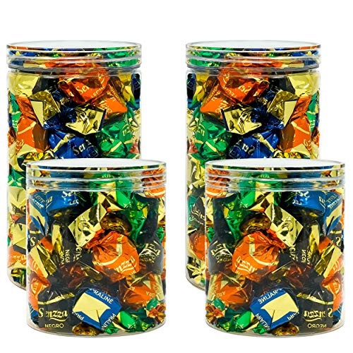 D'Luxy Pack 4 Botes de Polietileno Alimentario, 0,95 L (12x10 cm) y 1,3 L (18x10 cm). Tarros con Tapa Transparente. Reciclables. 100% Libres de BPA