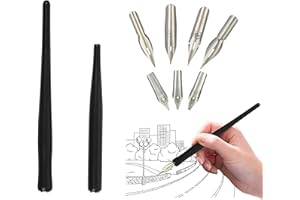 DOKEI Juego de Bolígrafos de Caligrafía Pluma de Escritura Pluma de Cómic Dip Pen Manga Dibujos Animados para Principiante 2 Portalápices Negro 7 Plumilla de 0.5mm/1.0mm/1.5mm/2.0mm
