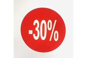 DiiliHiiri Cartellini dei Prezzi in Euro - Adesivi di Sconto Rotondi -30% in Rotoli da 1000 Adesivi per Offerte e Promozioni Commerciali | Adesivo Diametro 35 mm