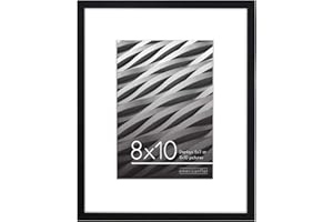 Americanflat 8x10 Photo Frame in Black - Use as Thin Border 7x5 Photo Frame with Mount or 8x10 Frame Without Mount - Horizontal and Vertical Formats for Wall and Tabletop