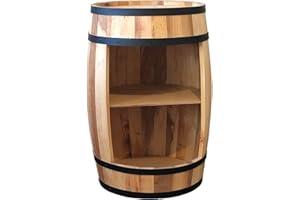 WEECO Tonneau Bar en Bois Massif et métal au Look à la Fois rétro Vin Rack Et Boissons Armoire 81 cm - Casier à vin en Bois - Minibar Whisky Meubles Décoration