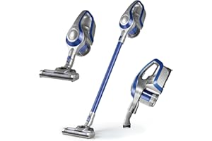 CLEANmaxx Aspiradora ciclónica sin Cable sin Bolsa con batería Recargable | aspiradora de Piso 2 en 1 y aspiradora de Mano, Potente y de bajo Consumo [Azul/Plateado]