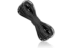 LANG HORN Elastic cord thread beading string, round hat elastic, masks, jewellery, sewing accessories, elastic rope for crafts and arts, 1mm, 2mm, white, black (1mm - 5 Meters, Black)