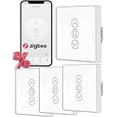 MOES ZIGBEE Smart Shutter Switch 2.5D 4 PCS | Percentage Adjustment, Timer, Voice Control, Compatible, Alexa/Smart Life/Googl