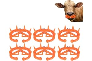 Cyrank 6Pcs Cow Nose Ring, Animal Weaner Plastic Weaning Tool Calf-weaning Nose Rings Weaning Spiked Ring Preventing Suckling for Calf Cattle Prevent Sucking