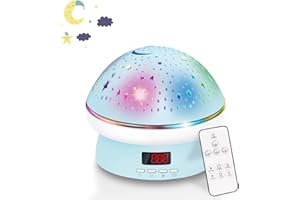 TORCHTREE Baby Projector Light, Star Sky Night Light Table Lamp,360°Rotating Remote Control/Timer/Multi Color Change Night Lamp for Kids Baby Bedroom (Blue)