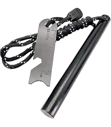 Kit de Survie Trousse de Randonnée - Lampe Torche - Couteau - Firesteel - Sifflet de Survie - Boussole - pour Camping, Randonnée, Militaire et Chasse