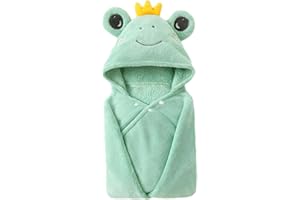 Daelesr Poncho de baño con capucha para niños, poncho, toalla para niños pequeños, toalla New Born Baby Towel, 85 x 150 cm, toalla de baño para niños y niñas (rana verde)