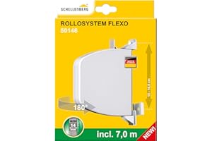 Schellenberg 50146 Enrollador de rosca FLEXO Mini con cinta, 7m, blanco, Distancia entre agujeros 15-16,5 cm