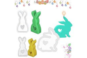 YIJIUBA Osterhase Silikonformen Gießformen, 3 Stk Kaninchen Silikonform Kerzenhalter, Hasenform Gießformen für Ostern Hase Silikon DIY Giessform Ostern Hase Backform für Kerzenständer Stabkerzen Teelichter