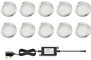 CHNXU 80mm Large Led Decking Lights Outdoor Low Voltage 12v IP67 2.5W Waterproof Deck Lighting Kits Pack of 10 (Warm White) [Energy Class A]